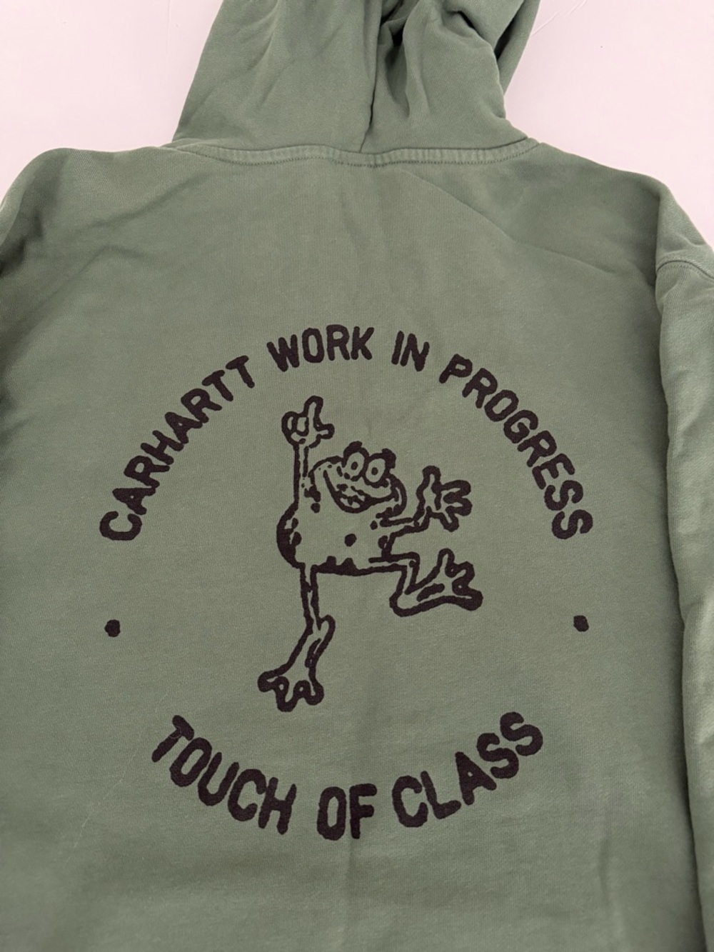 CARHARTT WIP Duck Green Hooded Stamp Hoodie Frog Graphic Vintage Style size M - Picture 5 of 12